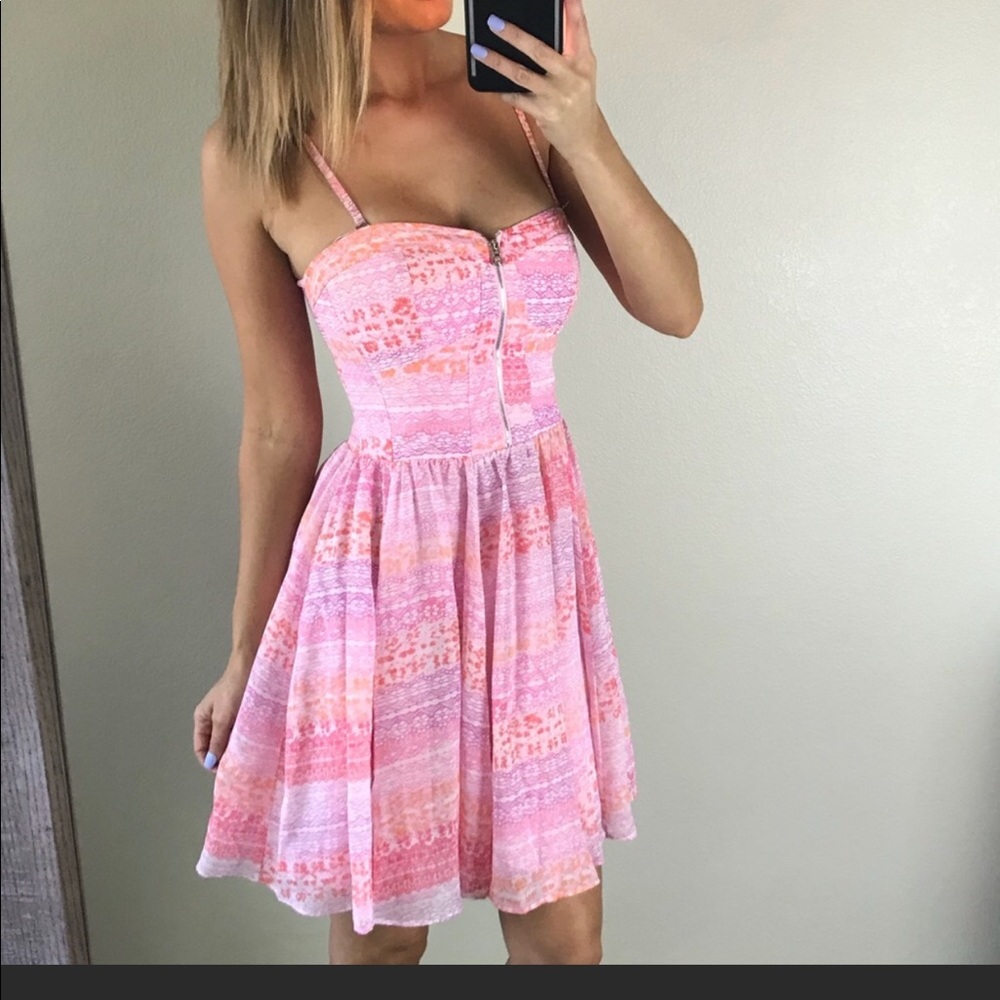 Guess Pink Fit & Flare Dress